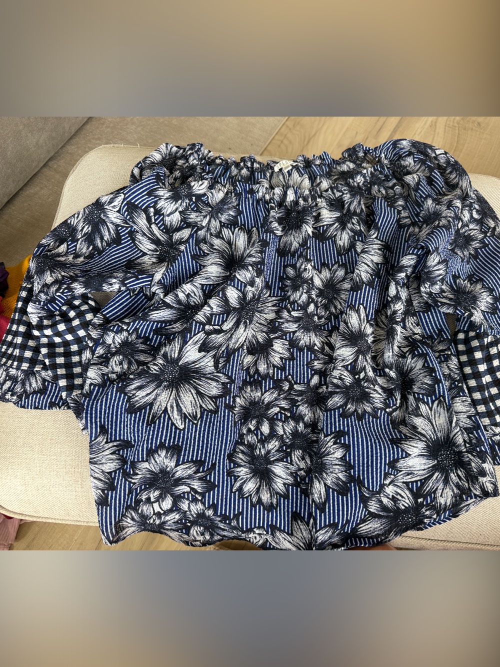 Spense Blue and White Floral Mini Skirt